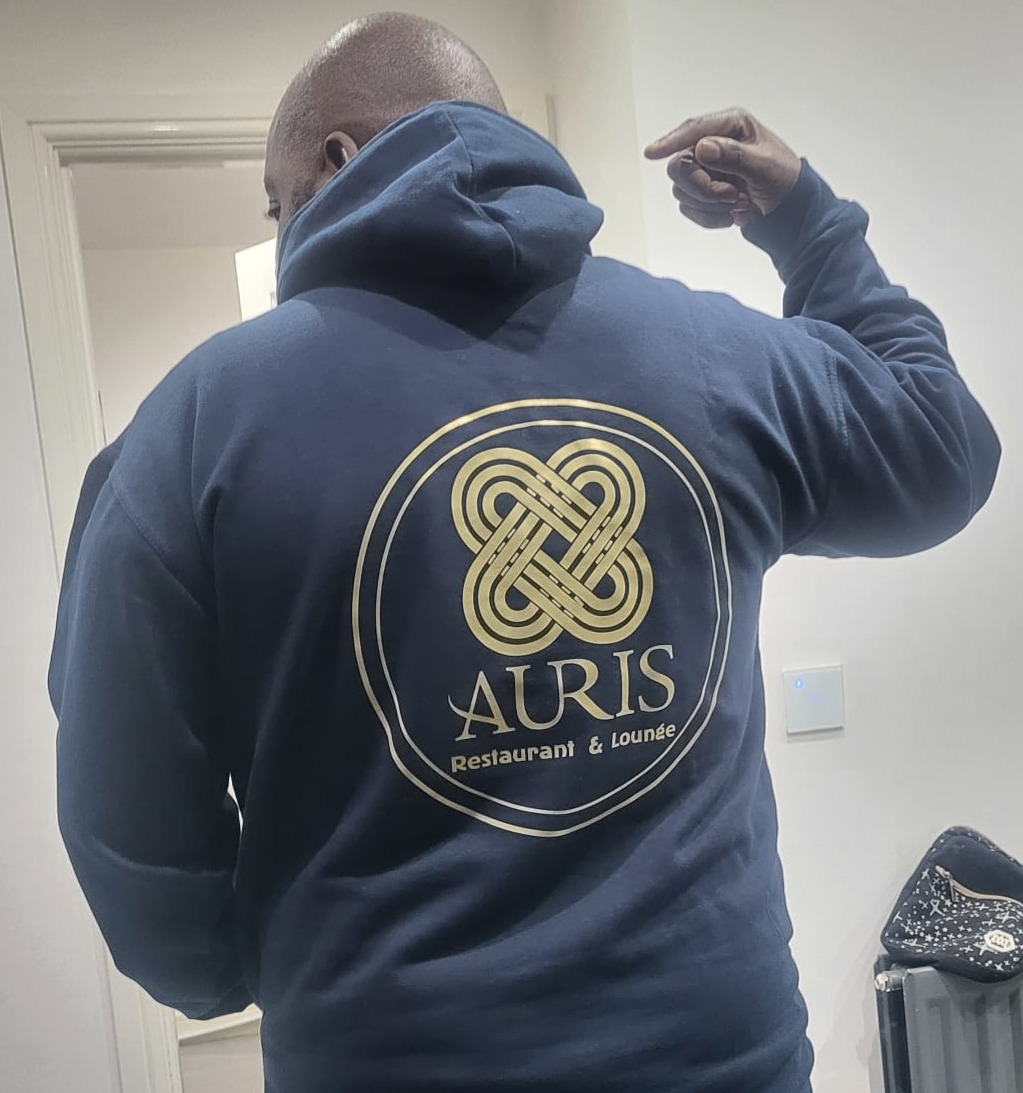 Auris restaurant - navy hoodie back - 2